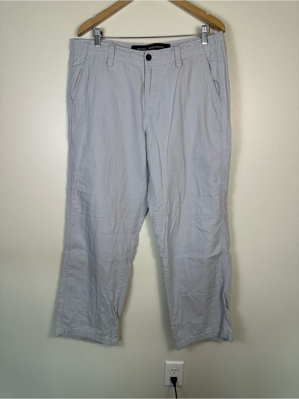 MARC ANTHONY Men‎ 34x30 Minimalist Preppy Business Light Gray Men's Chino Pants